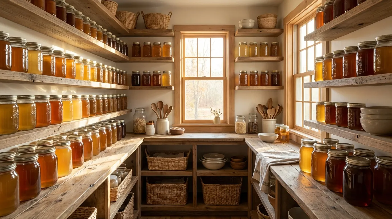 Honey storage pantry setup