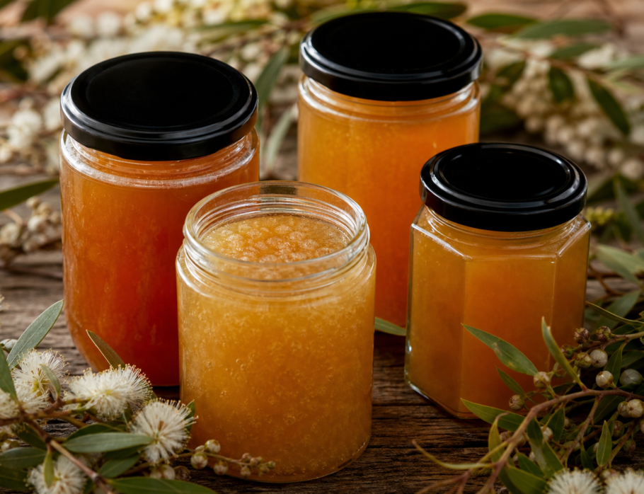Bulk raw honey Queensland - multiple jars of golden Queensland raw honey varieties